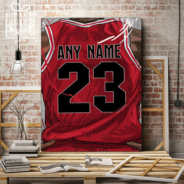 Chicago Jersey Custom Canvas Print Wall Art for Boy Girl Men Women Basketball Personalized Canvas Art